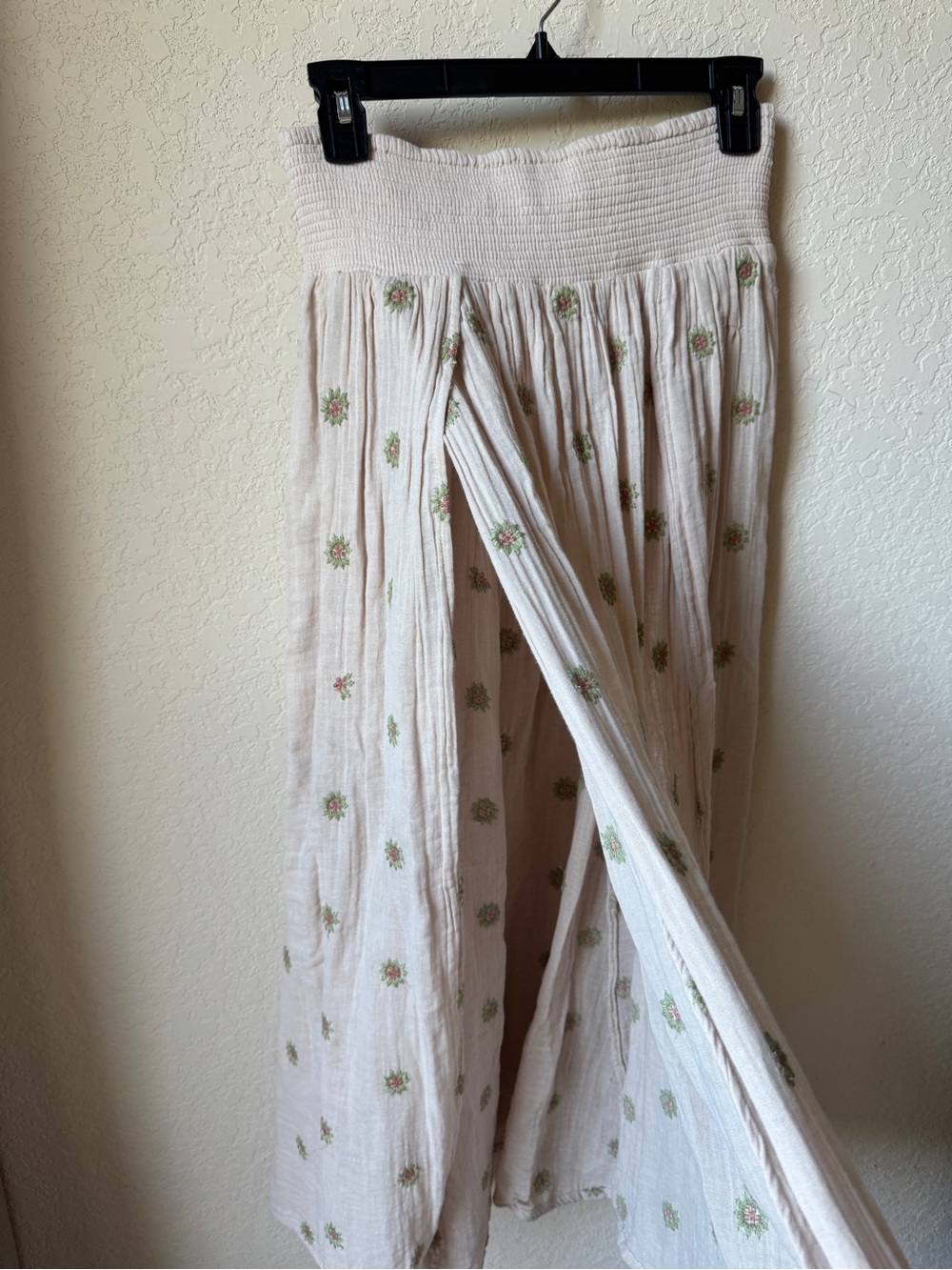 Free People festival skirt with high slits and smocked Waist